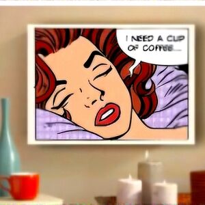 Sleepy Coffee Lady Canvas Art
